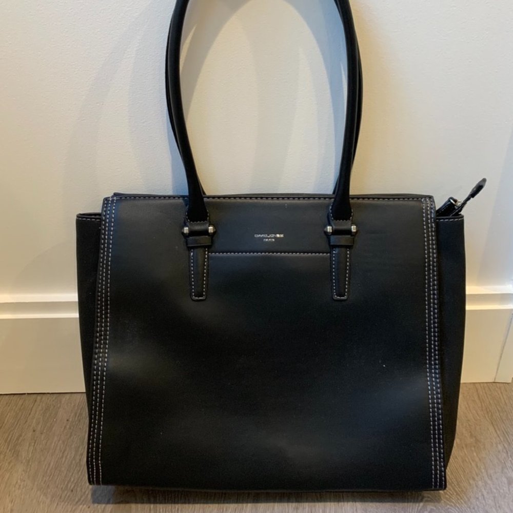 David Jones Black Leather Tote Bag